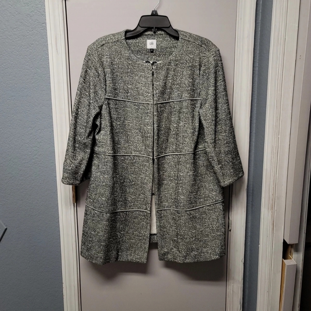 Cabi The Times Jacket Womens Large Black White Retro Casual Comfy Office Career
